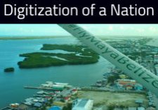 An image outside of an airplane with the view of Belize below that emphasizes the digital evolution of a nation, with integration of technology in everyday life and governance.