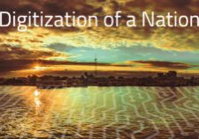 Cover image depicting the theme of national digitization, featuring modern technology and digital connectivity elements against the skyline of Belize.
